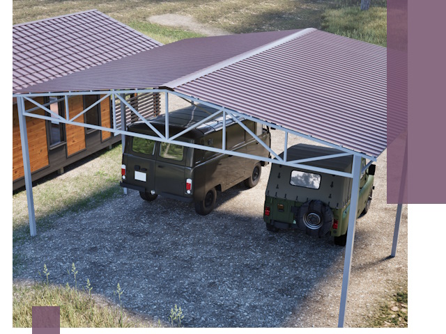 Двускатные навесы под ключ в Лесне — изготовление и монтаж